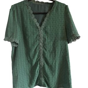 Elegant Green Lace Trim Top